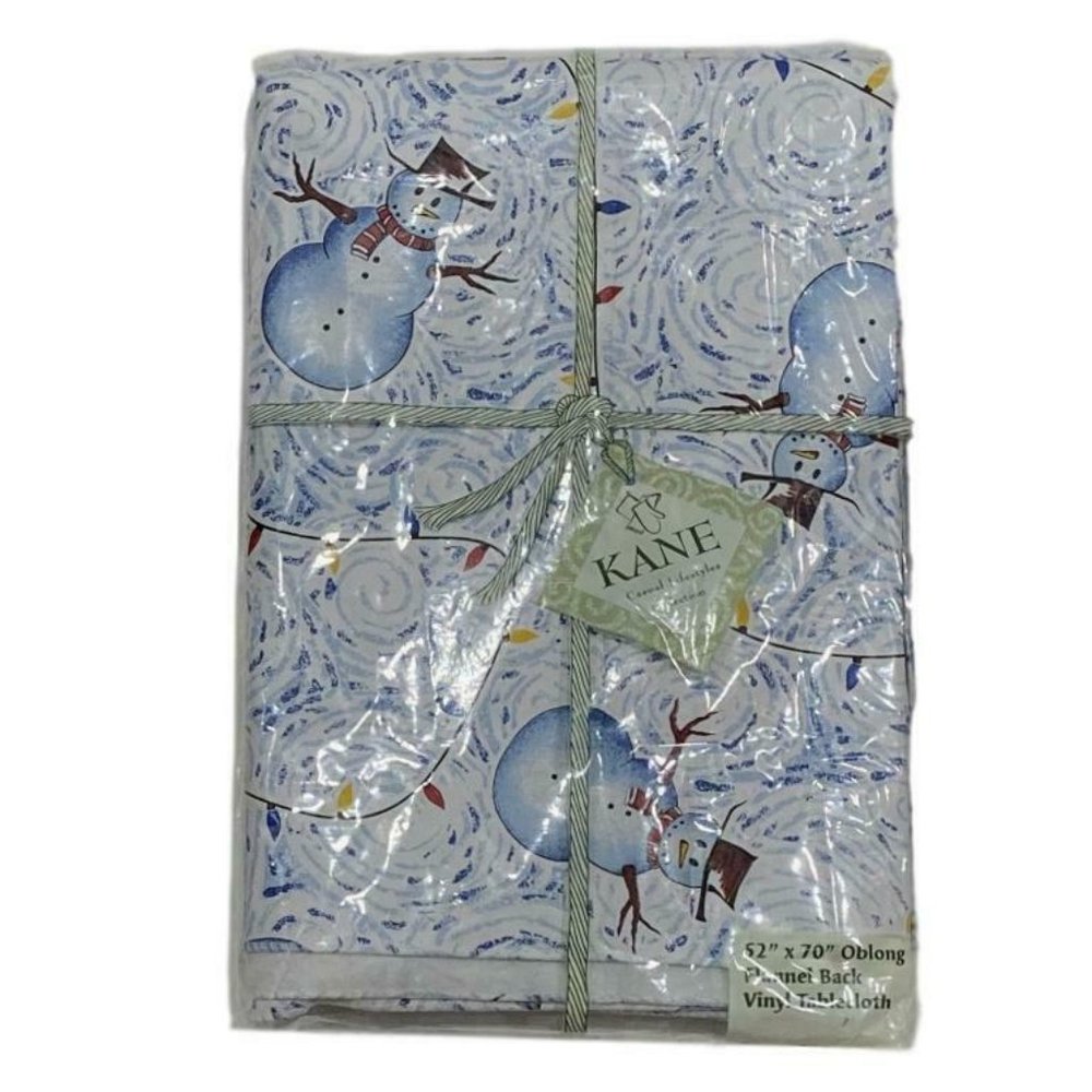 Snowman Christmas Vinyl Tablecloth Flannel Back 52